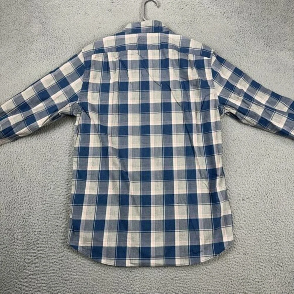 J Crew Shirt Adult Medium Flex Blue Grey Plaid Button Down Slim Fit Mens NEW